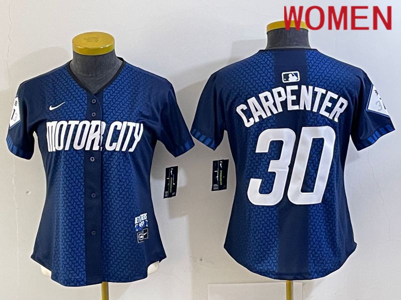 Women Detroit Tigers #30 Carpenter Blue City Edition Nike 2024 MLB Jersey style 1->women mlb jersey->Women Jersey